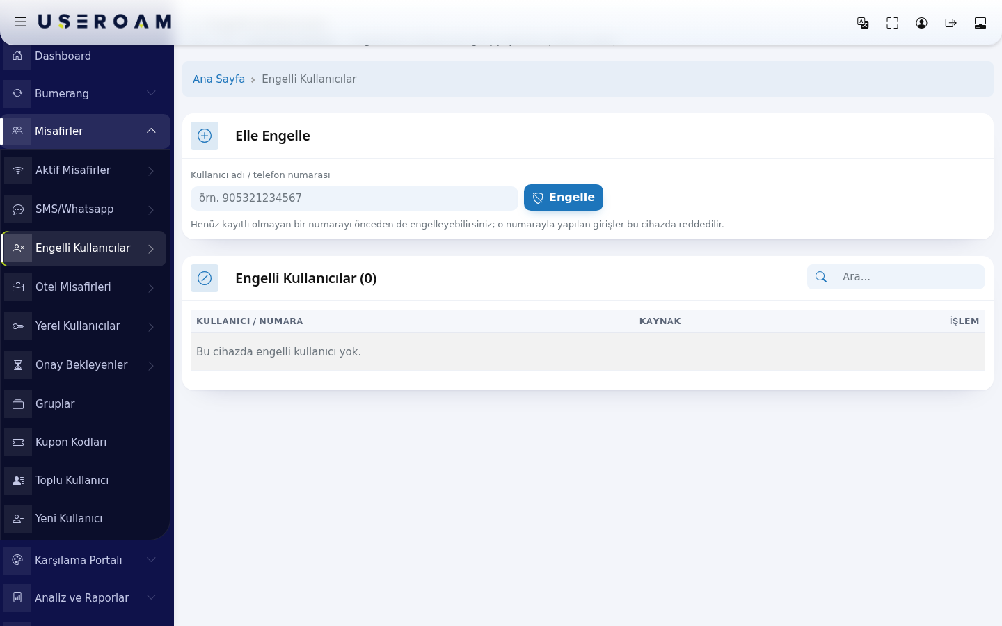 Blocked Users screen