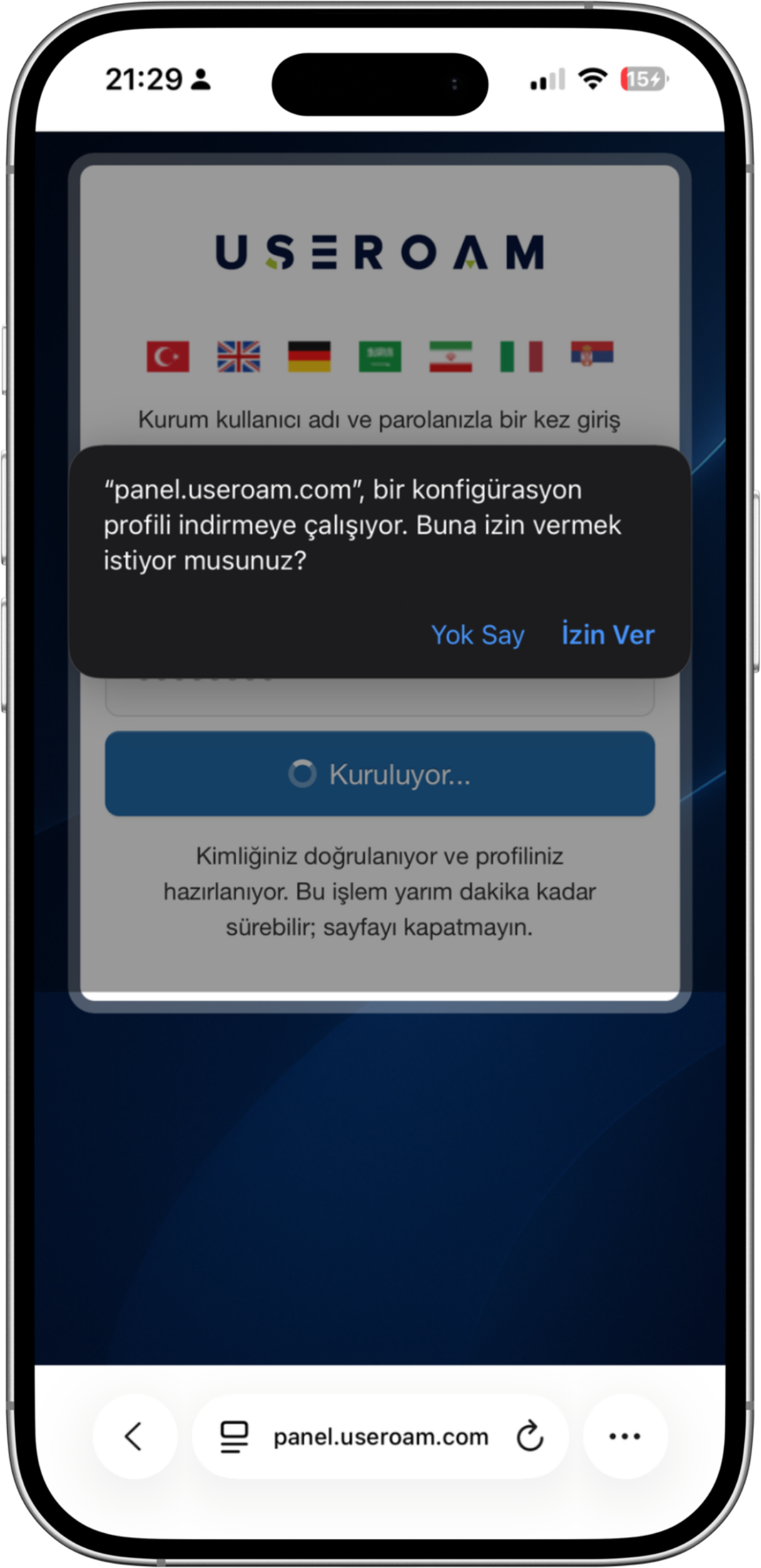 Allow the configuration profile download