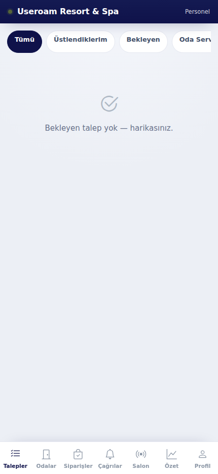Useroam Go – Talepler sekmesi
