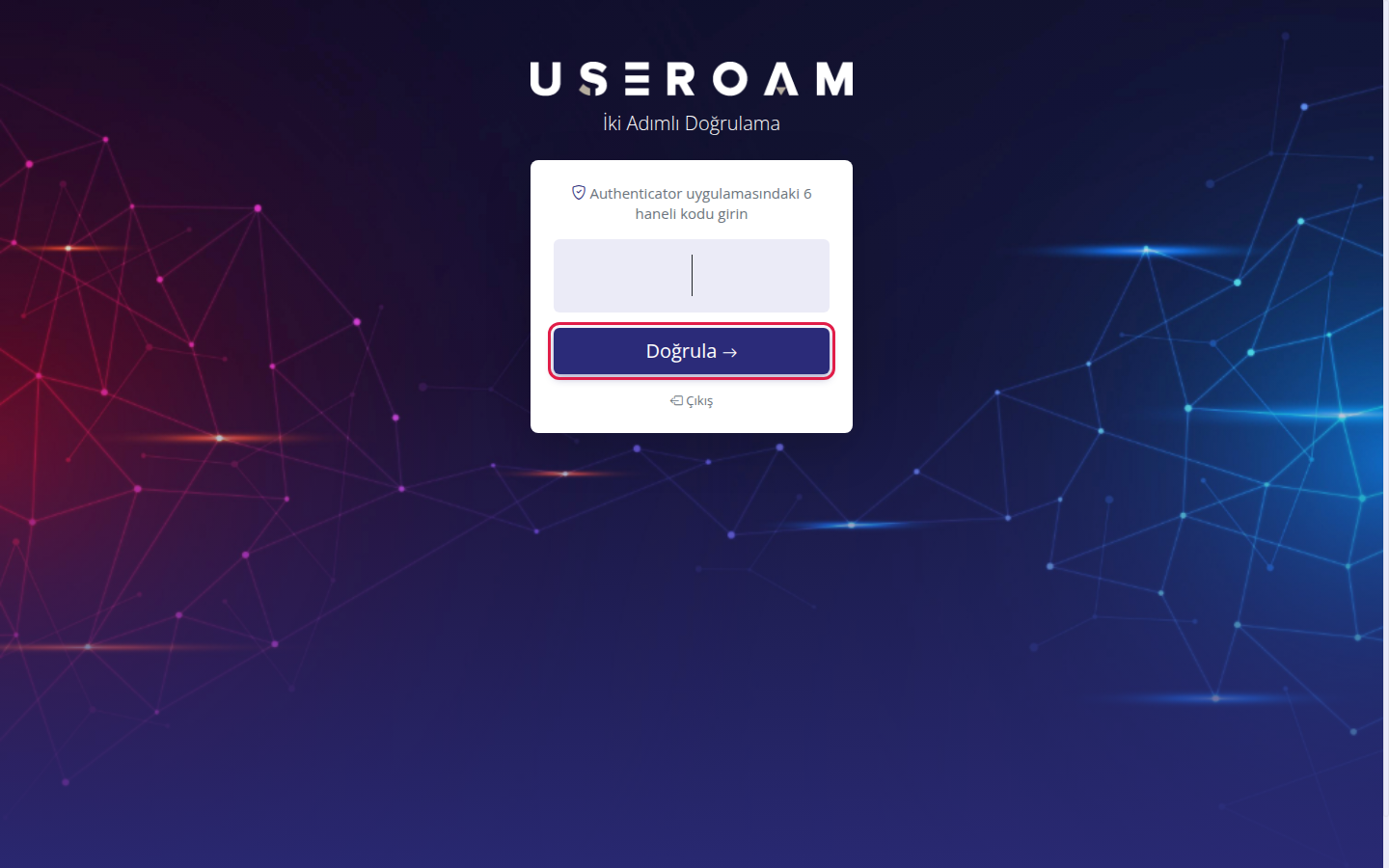İki Adımlı Doğrulama kod ekranı