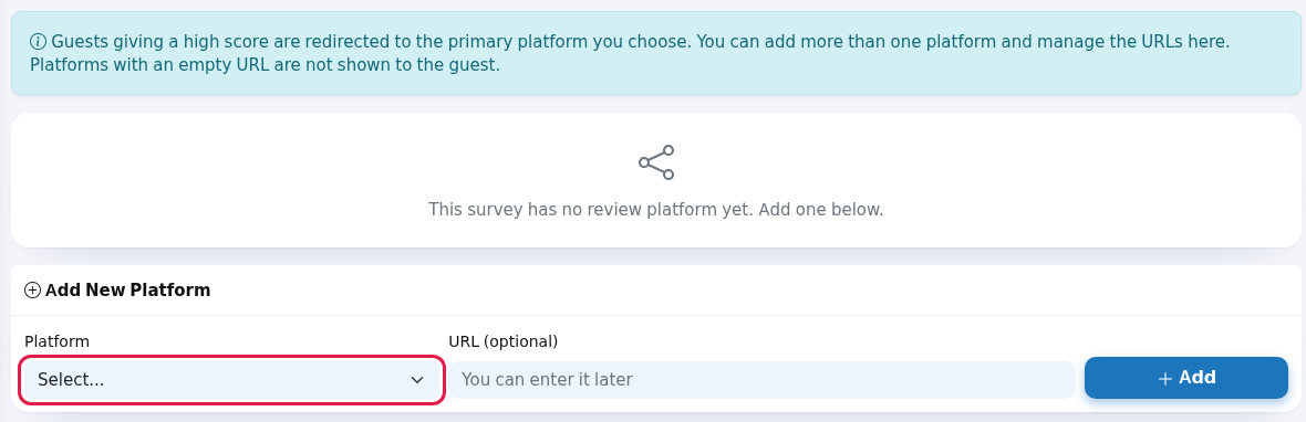 Add New Platform section