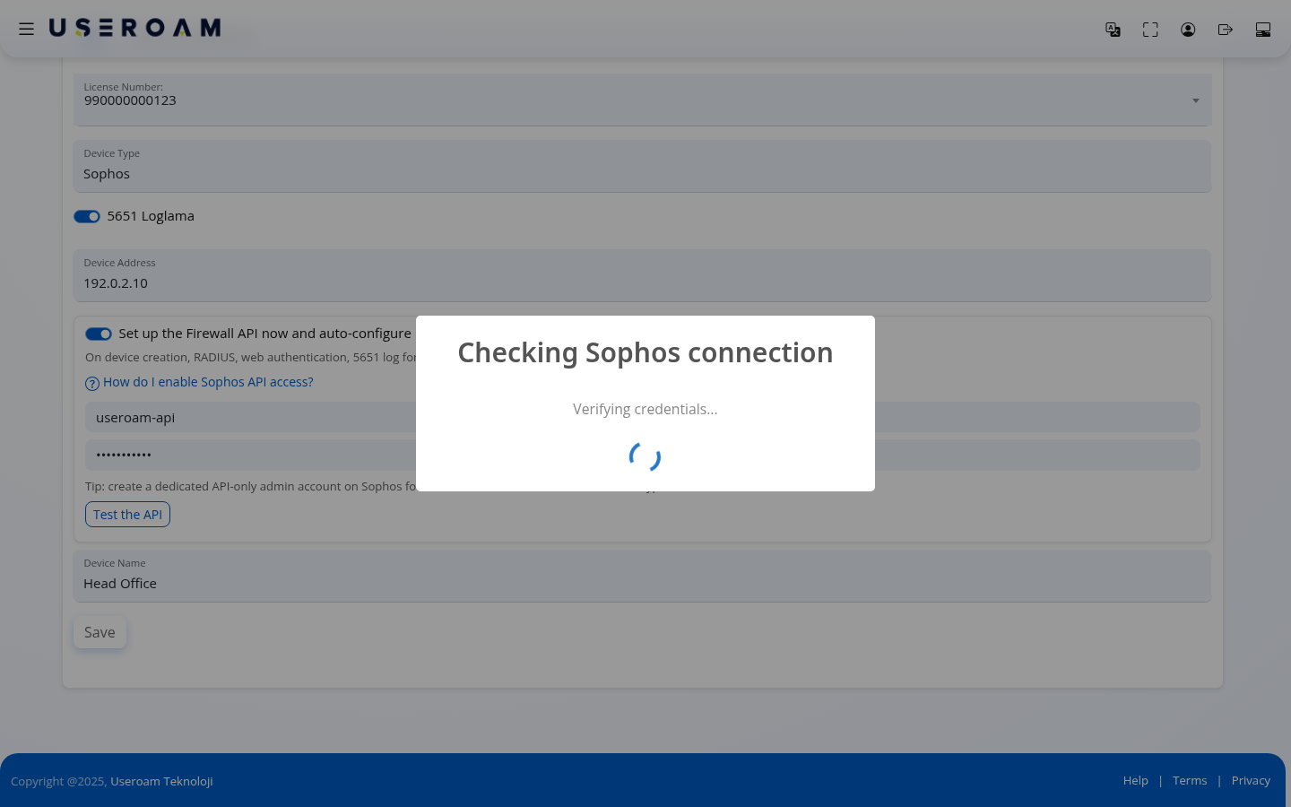 Checking Sophos connection window