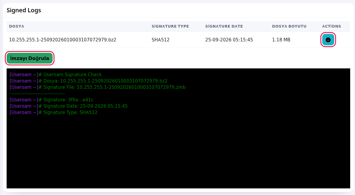 5651 Log Verification: Download and verify signature