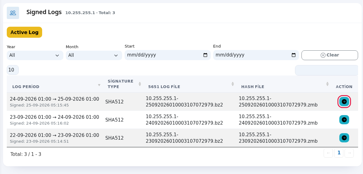 Log Period and check log button