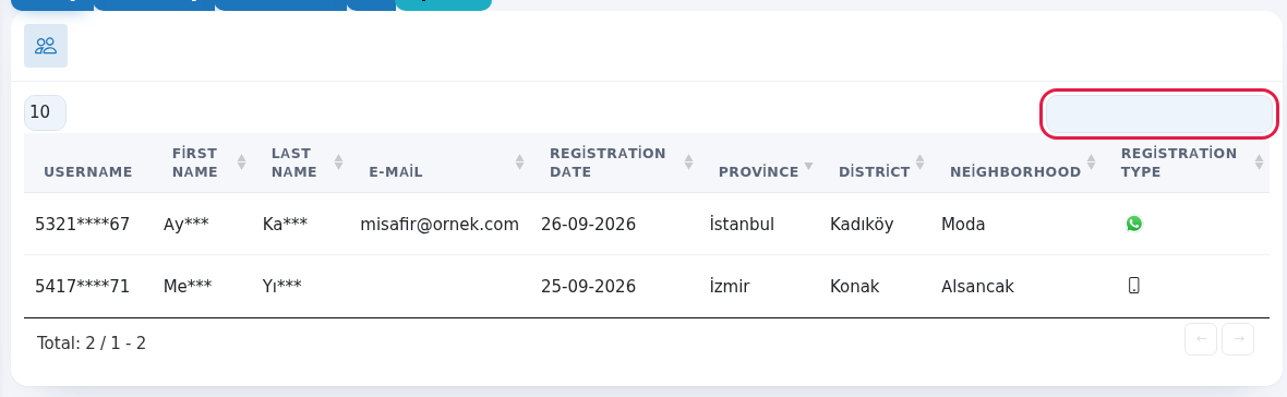 SMS/WhatsApp report table