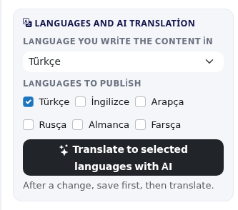 Languages and AI Translation card