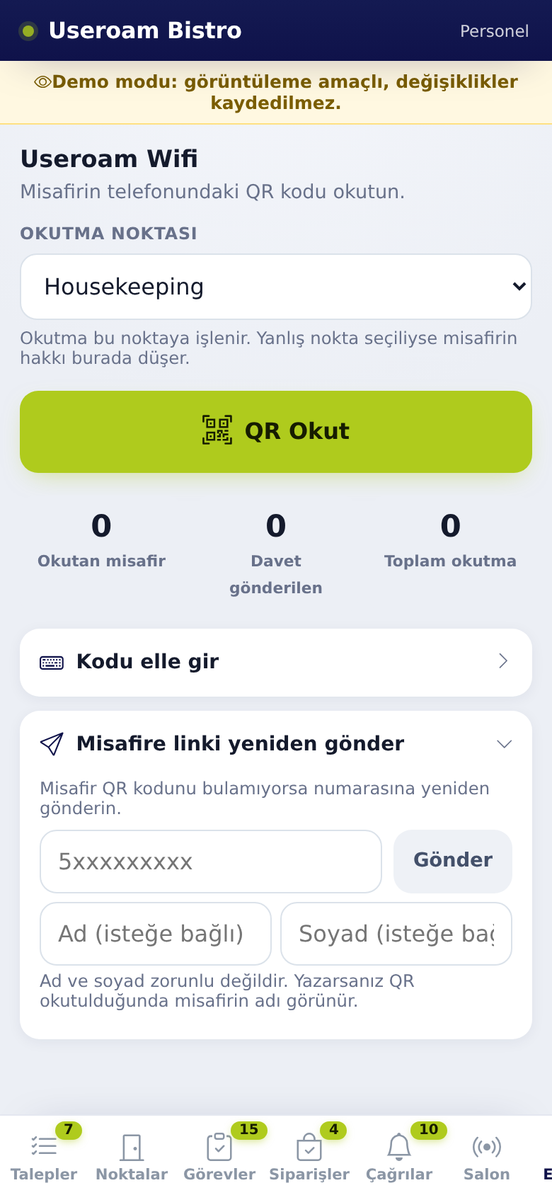 Etkinlik sekmesi