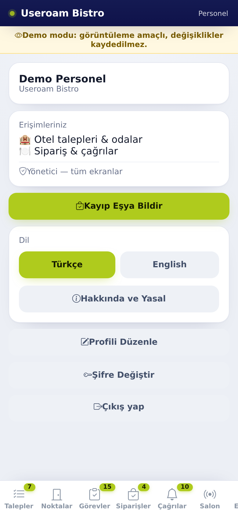 Useroam Go, Profile tab