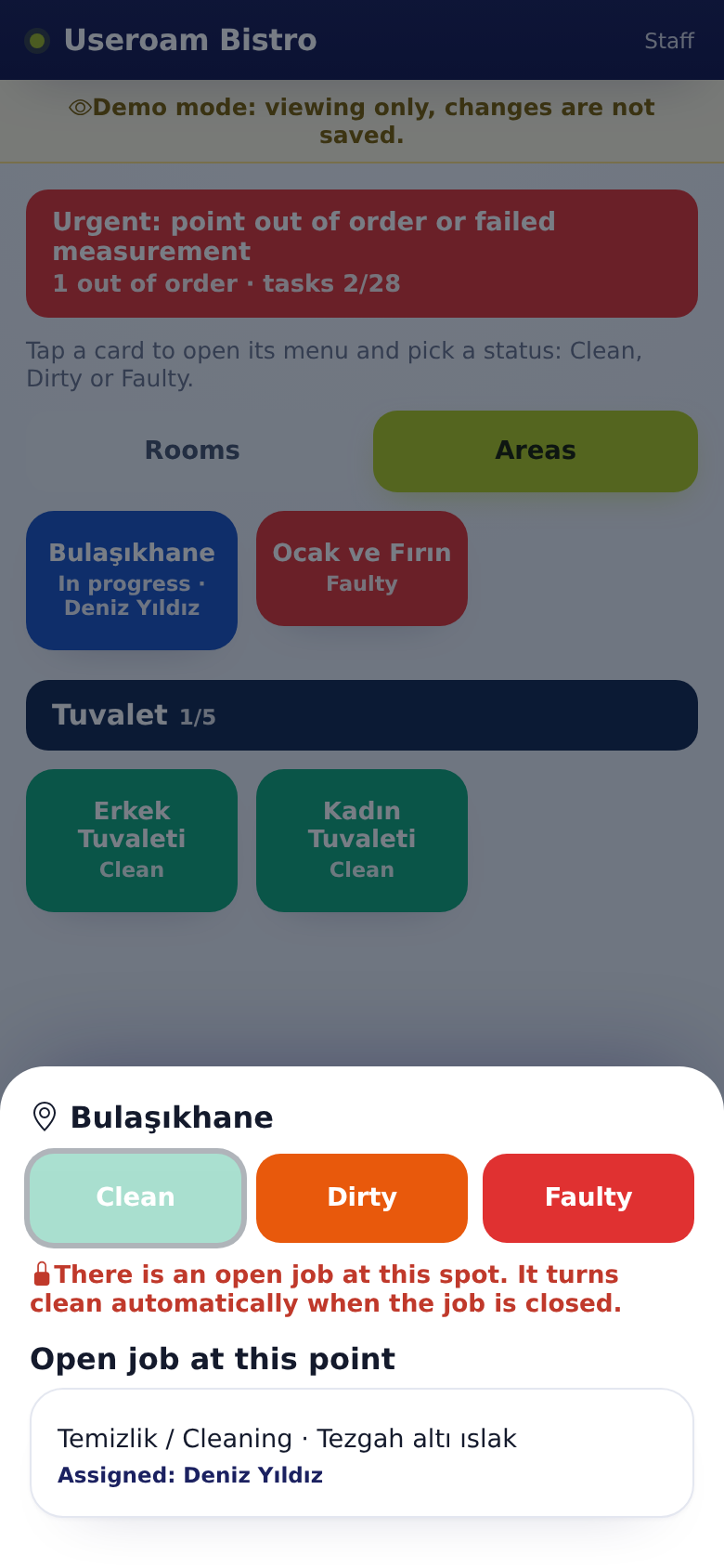 Clean locked: open job at this spot