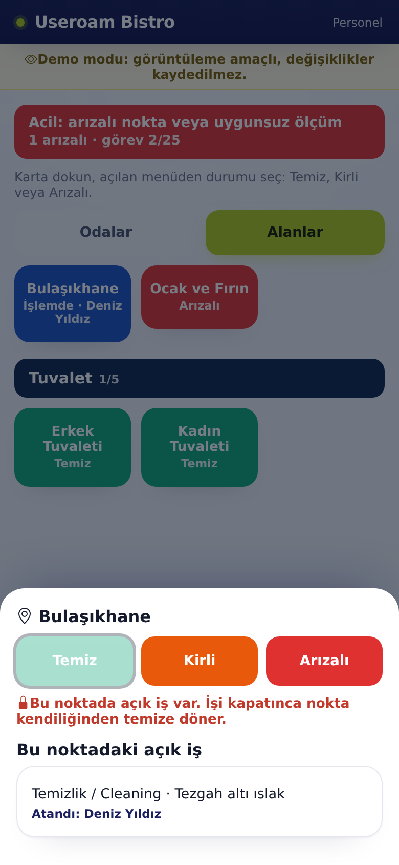Temiz kilitli: bu noktada açık iş var