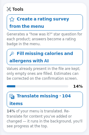 Tools card and translation