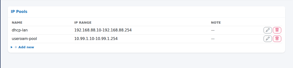 IP Pools card