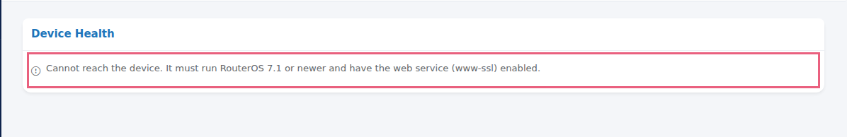 Cannot reach the device error inside a card