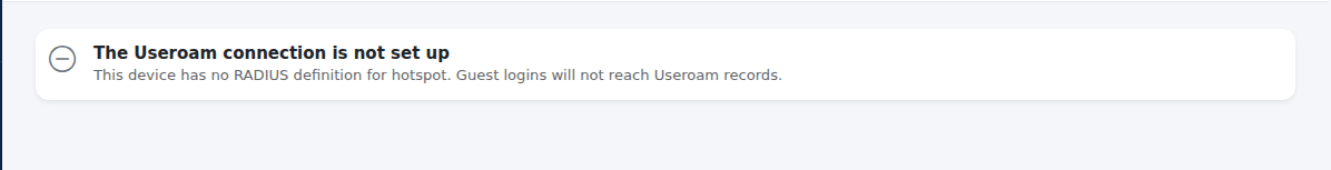 The Useroam connection is not set up status