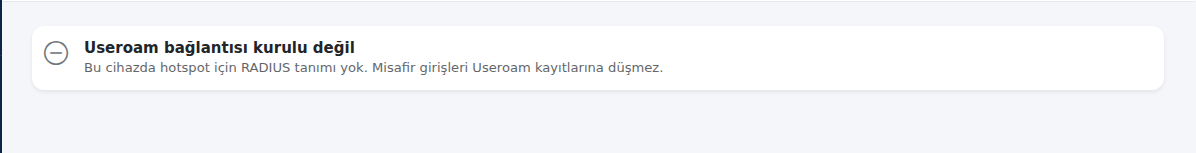 Useroam bağlantısı kurulu değil durumu