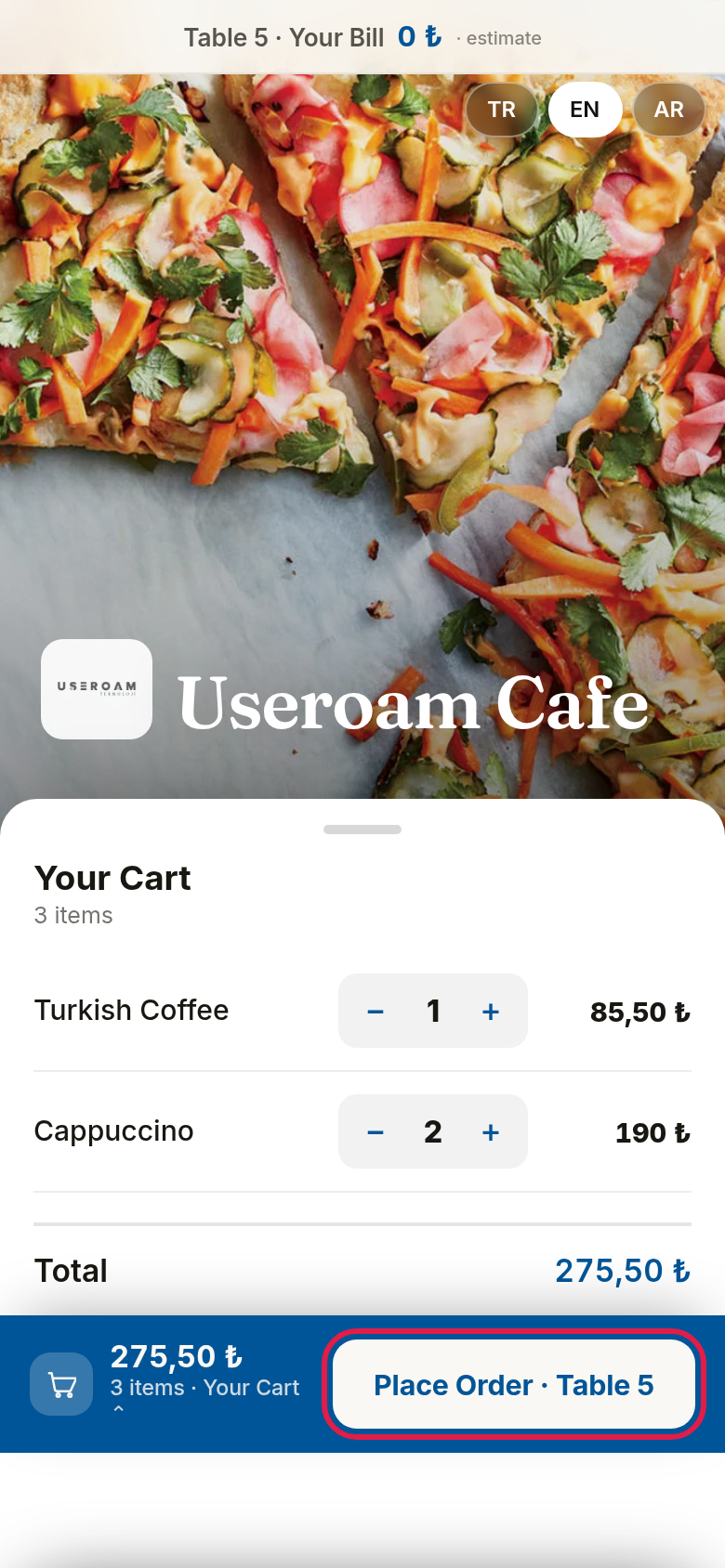 Cart and Place Order
