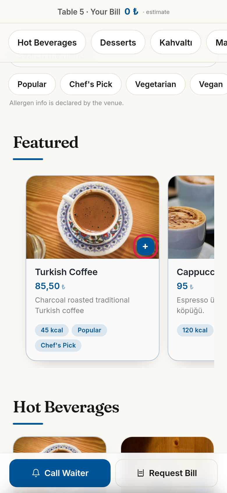 Add button on a product card