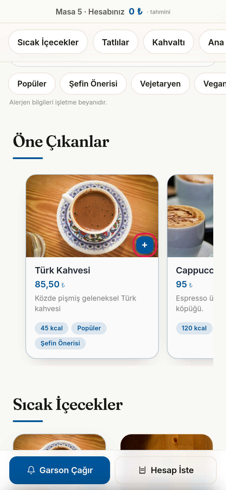 Ürün kartında sepete ekleme düğmesi