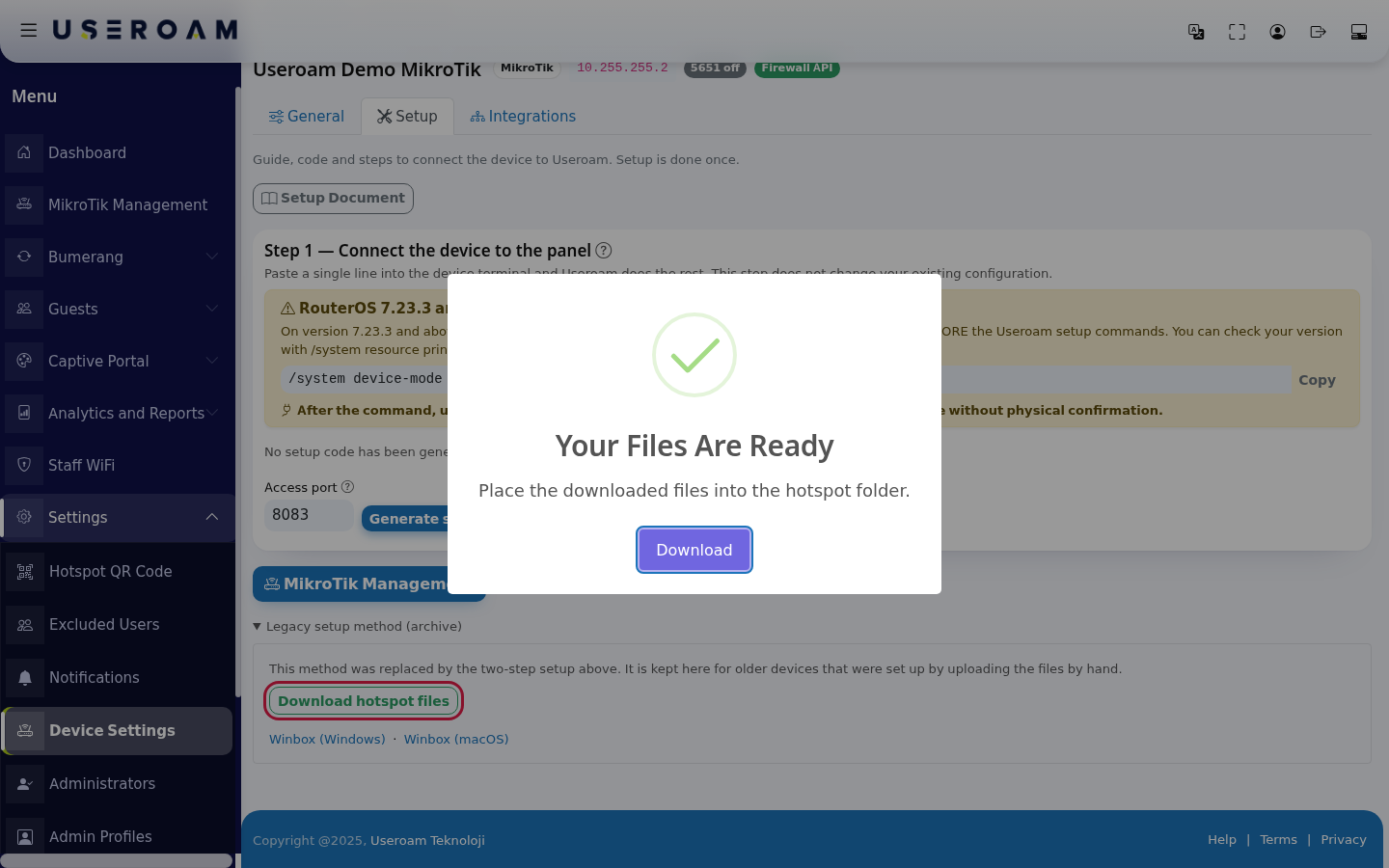 Your Files Are Ready window and Download button
