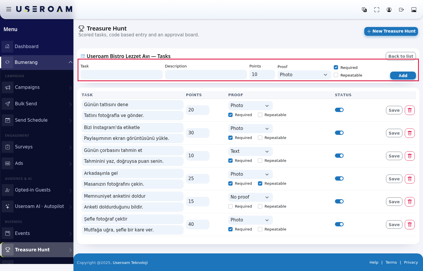 Add task form