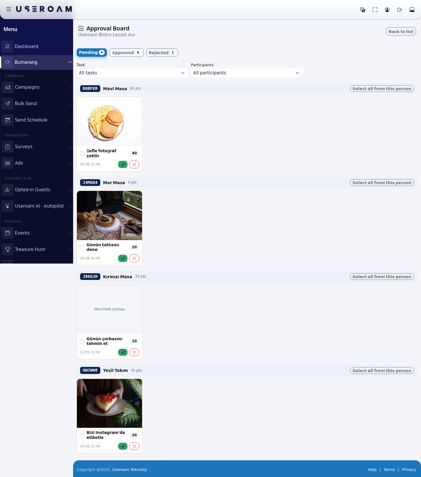 Approval Board, Pending tab