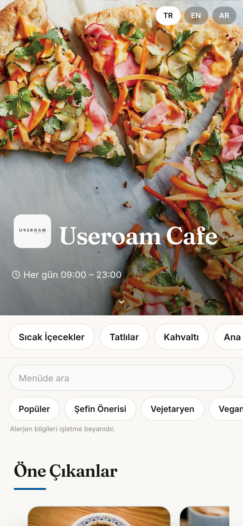 QR menu in room service mode