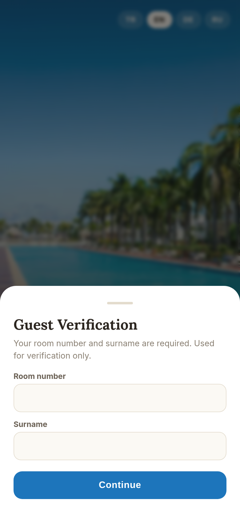 Verification window after tapping a reservation