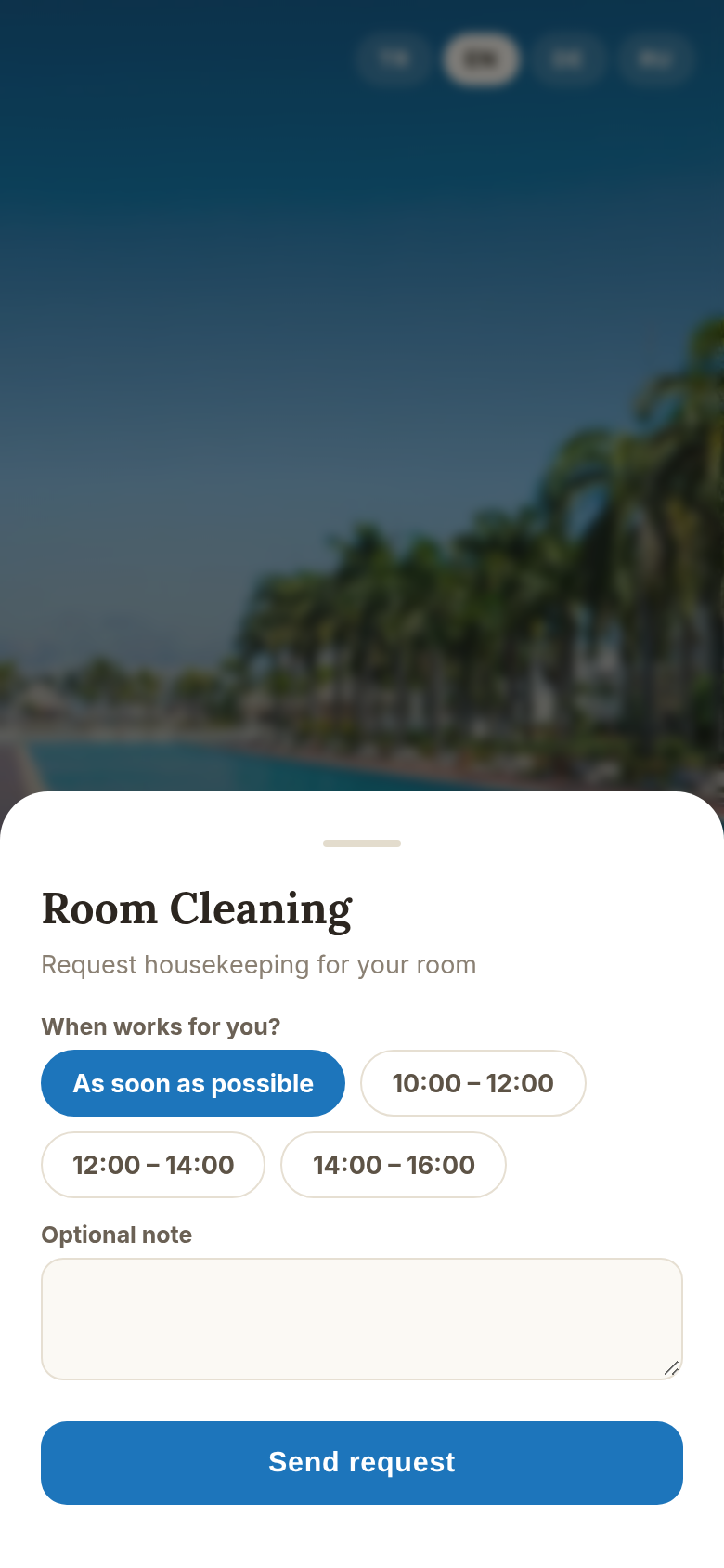 Room Cleaning window