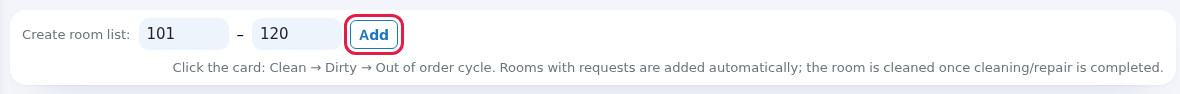 Create room list row and Add button