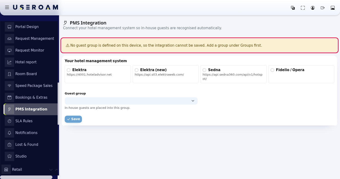 No guest group warning and greyed-out Save button