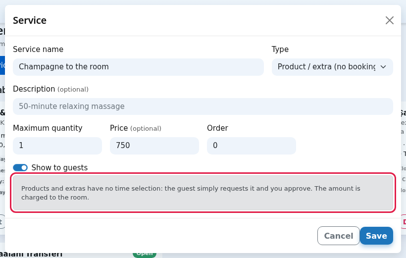 Maximum quantity and explanatory note for a product / extra