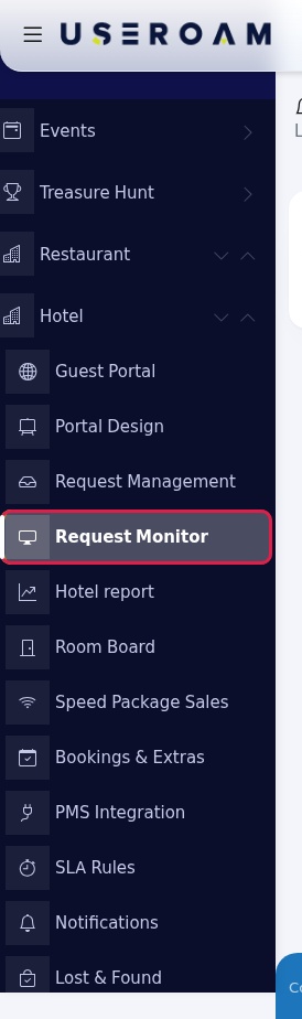 Request Monitor in the left menu