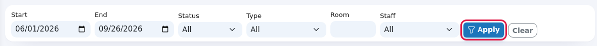 Filter bar and Apply button
