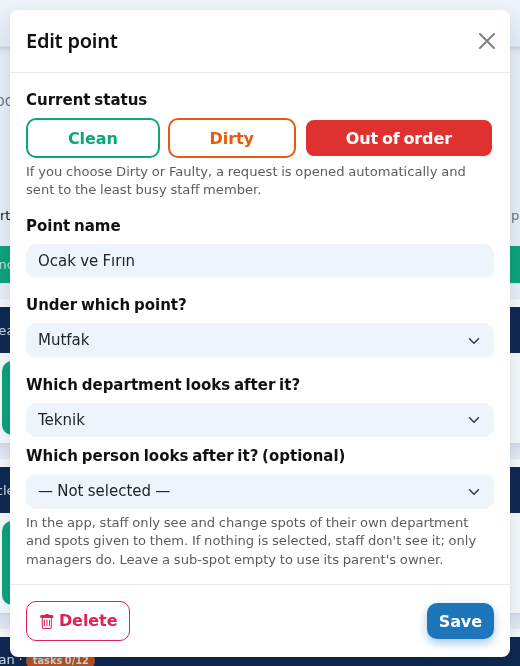 Edit point window