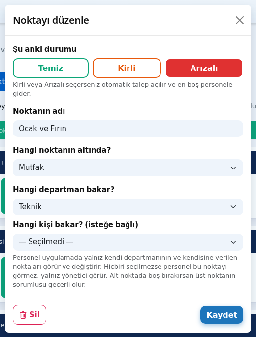 Noktayı düzenle penceresi