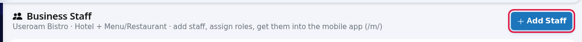 Add Staff button