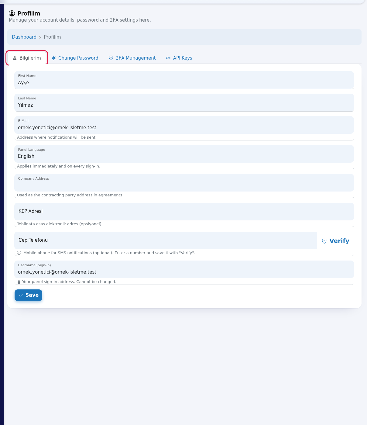 My Profile, My Details tab