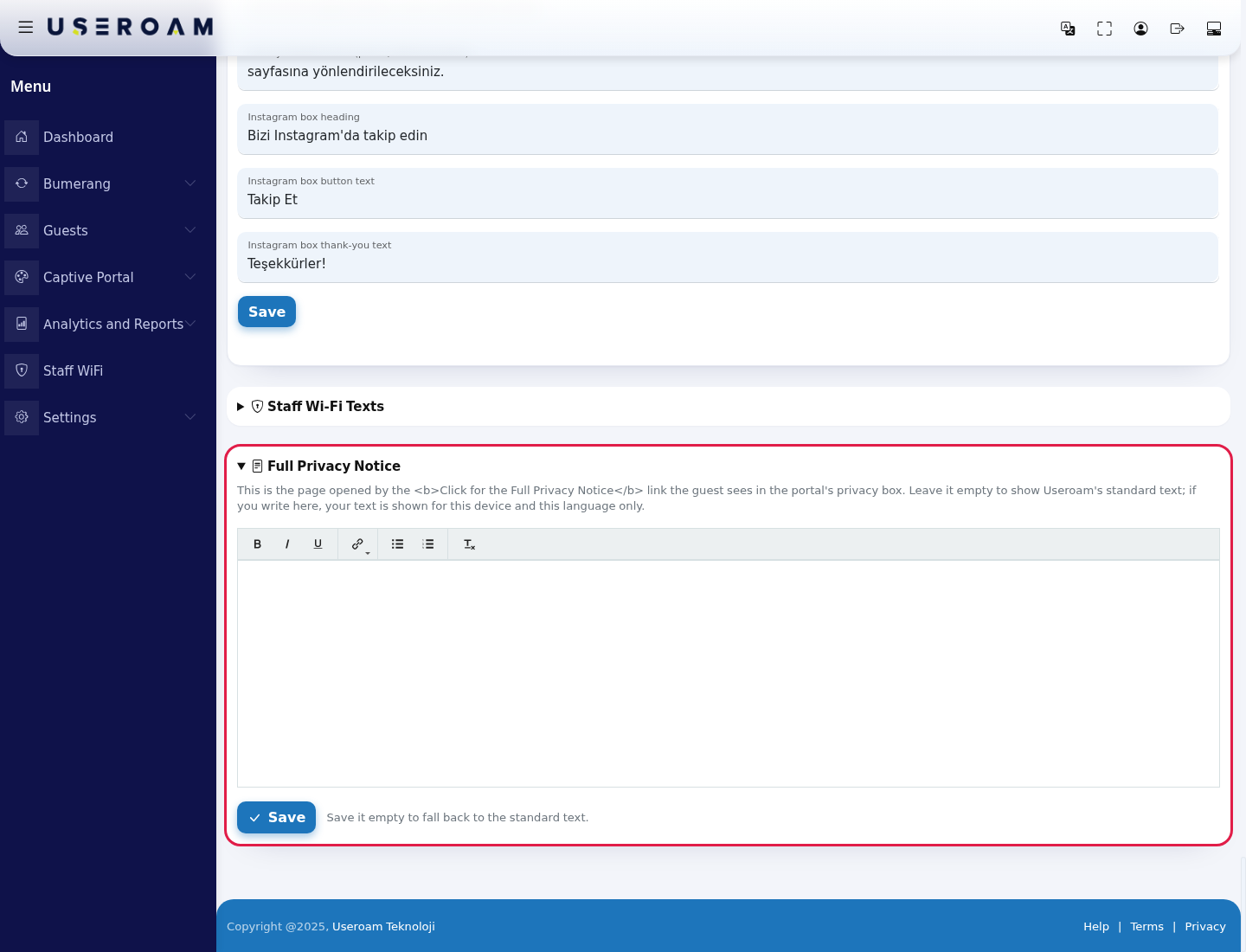Full Privacy Notice section open