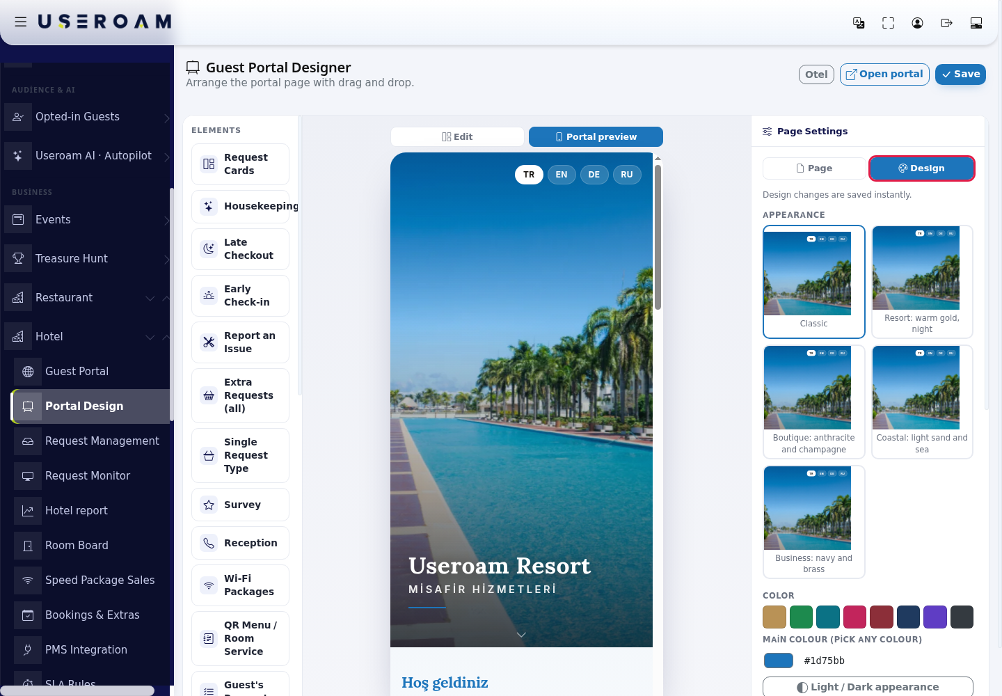 Appearance styles and colours on the Design tab
