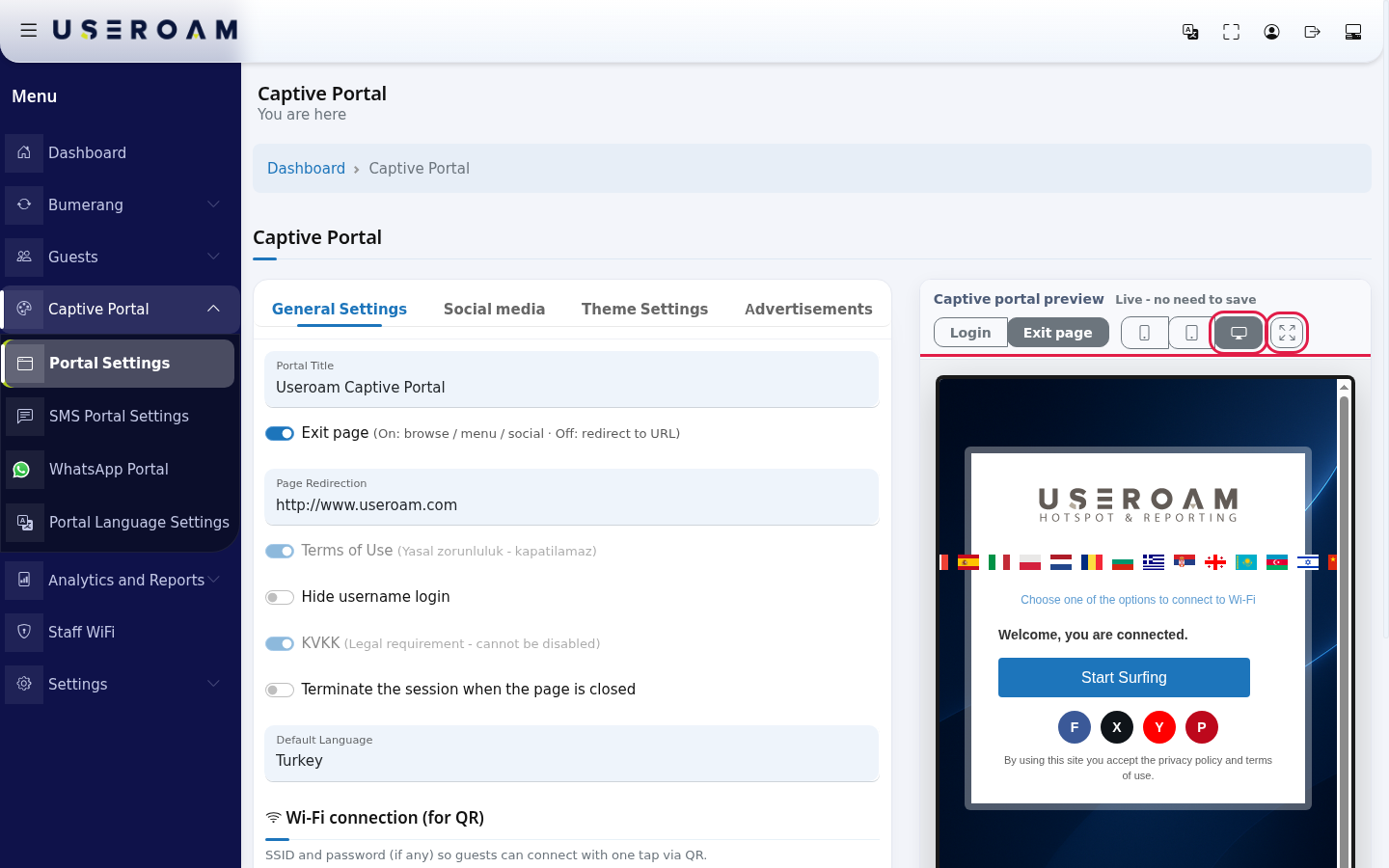 Desktop view in the preview
