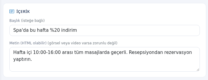 İçerik kartı