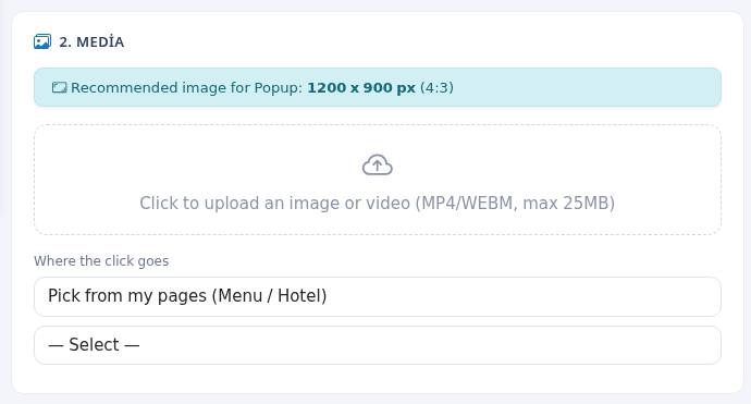 Media card and click target