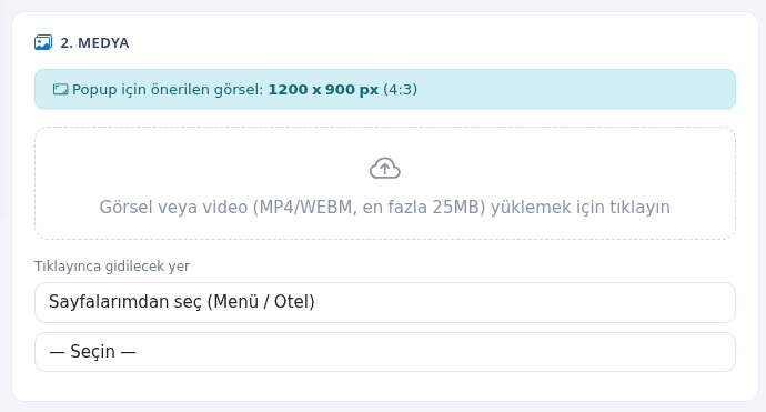 Medya kartı ve tıklama hedefi