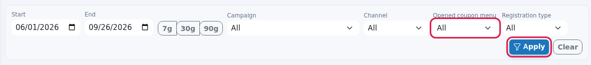 Report filters and the Apply button