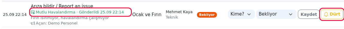 Talepler listesinde firma rozeti