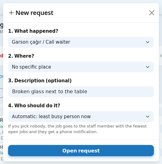 New request window