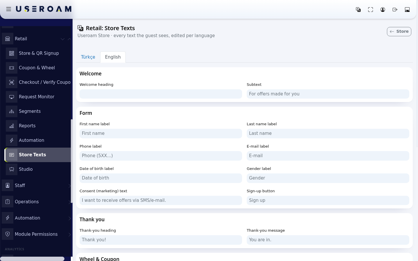 English tab