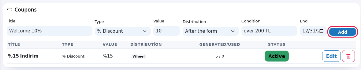 Coupon form