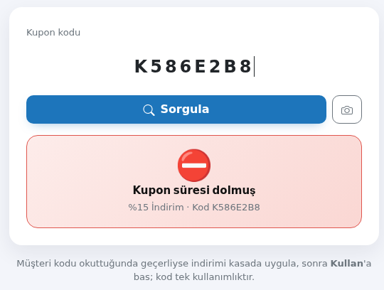 Kupon süresi dolmuş