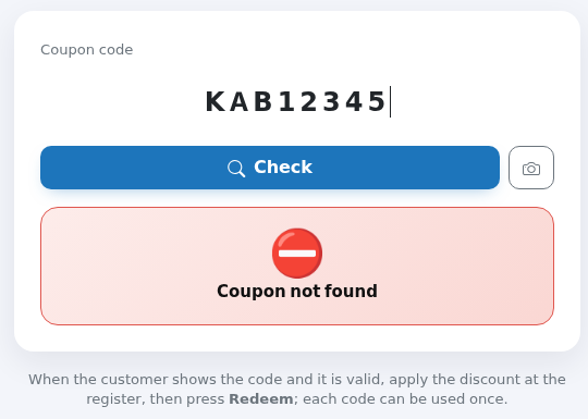 Coupon not found